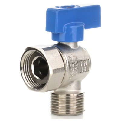 Кран шаровой ELSEN PN16 угловой НВ 3/4 ручка-флажок синяя с НГ для подключения бойлера