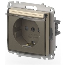 Розетка с заземлением и со шторкой, без рамки с крышкой Elbi Eleсtriс Zena Vega 609-012500-219