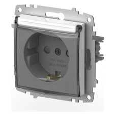 Розетка с заземлением и со шторкой, без рамки с крышкой Elbi Eleсtriс Zena Vega 609-015600-219