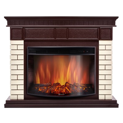 Каминокомплект: Очаг Electrolux EFP/P-2720RLS, портал Bricks 25 камень бежевый, шпон темный дуб