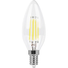 Лампа светодиодная филаментная Feron E14 9W 4000K Свеча Прозрачная LB-73 25958