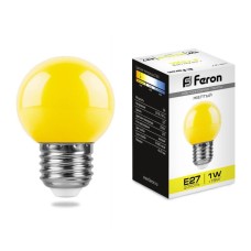 Лампа светодиодная Feron E27 1W желтый Шар Матовая LB-37 25879