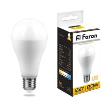 Лампа светодиодная Feron E27 20W 2700K Шар Матовая LB-98 25787
