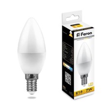 Лампа светодиодная Feron E14 7W 2700K Свеча Матовая LB-97 25475