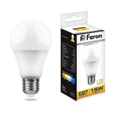 Лампа светодиодная Feron E27 15W 2700K Шар Матовая LB-94 25628