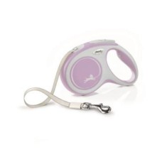 Рулетка Flexi NEW LINE Comfort M (до 25 кг) лента, 5 м серый/розовый