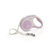 Рулетка Flexi NEW LINE Comfort S (до 15 кг) лента, 5 м серый/розовый