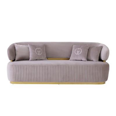 Диван Glarus трехместный, велюр серый см Garda Decor 102AN-DIV-1303-SER