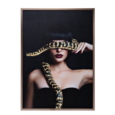 Холст "Девушка со змеей"см,багет латунь, поталь Garda Decor 89VOR-GIRL/SNAKE-1
