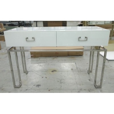 Консоль 2 ящика белая/хром  см Garda Decor KFG070-NI