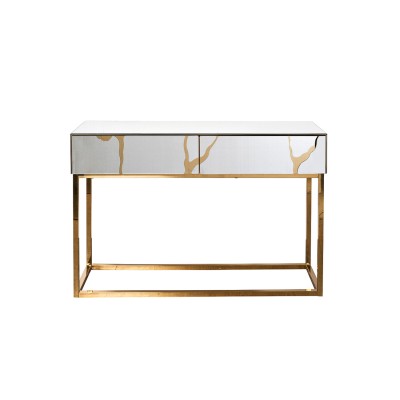 Консоль зеркальная c золотым декором см Garda Decor KFG197