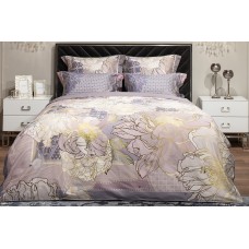 Пододеяльник сатин принт Пионы серый Garda Decor 130HB-00021