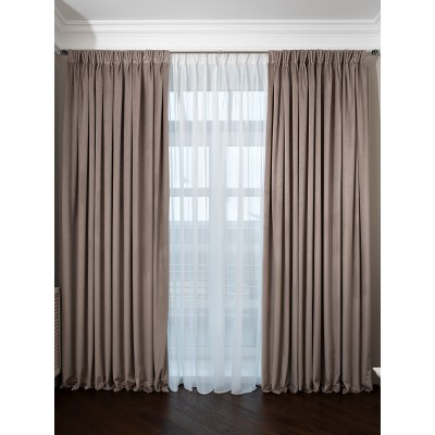 Портьера Silkу бежевая  димаут Garda Decor 121GD-00011