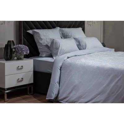 Простыня на резинке сатин голубой Garda Decor 130HB-00036