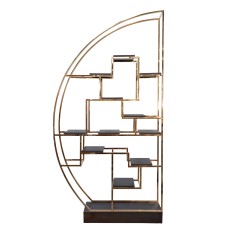 Стеллаж-полусфера роз.золото/темн.шпон см Garda Decor 77IP-SH1003