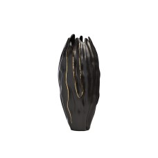Ваза керамическая рельефная черная dсм Garda Decor 55RV5244L
