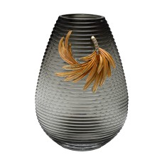 Ваза стеклянная серая с золотой веточкой см Garda Decor 55RV6590L