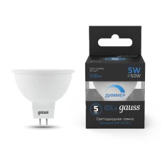 Лампа светодиодная Gauss GU5.3 5W 6500K матовая 101505305