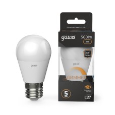 Лампа светодиодная диммируемая Gauss E27 7W 3000K матовая 105102107-D