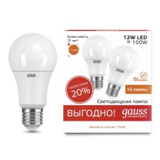 Лампа светодиодная Gauss Elementary E27 12W 3000K 23212P