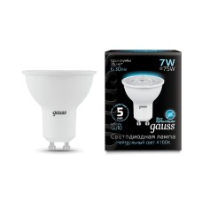Лампа светодиодная Gauss GU10 7W 4100K матовая 101506207