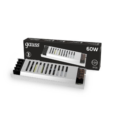 Блок питания Gauss 60Вт DC12 IP20 202001060