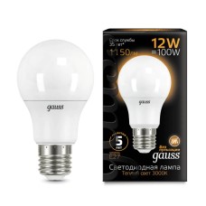 Лампа светодиодная Gauss E27 12W 3000K матовая 102502112