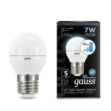 Лампа светодиодная Gauss E27 6.5W 4100K матовая 105102207