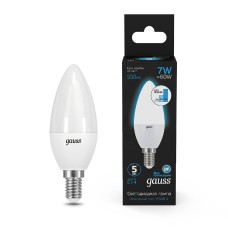 Лампа светодиодная диммируемая Gauss E14 7W 6500K свеча матовая 103101307-S