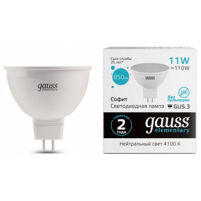 Лампа светодиодная Gauss Elementary GU5.3 11Вт 4100K 13521