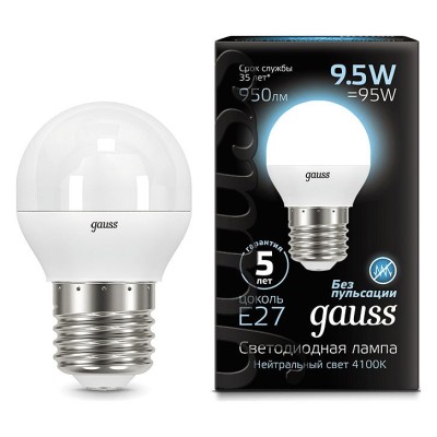Лампа светодиодная Gauss LED Globe E27 9.5Вт 4100K 105102210