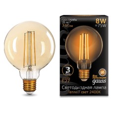 Лампа светодиодная Gauss Led Filament G95 E27 8Вт 2400K 105802008