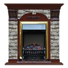 Комплект из электрокамина напольного и портала (106.5x36.5x98 см) Арочный Алтай Fobos BR АР000010