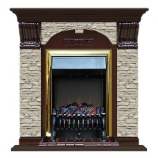 Комплект из электрокамина напольного и портала (106.5x36.5x98 см) Арочный ГО Fobos BR АР000046