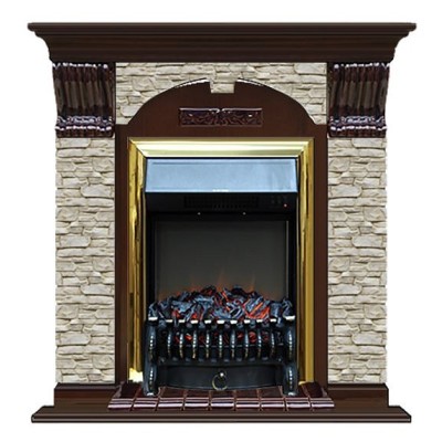 Комплект из электрокамина напольного и портала (106.5x36.5x98 см) Арочный ГО Fobos BR АР000046