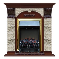 Комплект из электрокамина напольного и портала (106.5x36.5x98 см) Арочный ГО Fobos BR АР000050