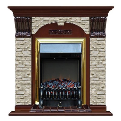 Комплект из электрокамина напольного и портала (106.5x36.5x98 см) Арочный ГО Fobos BR АР000050