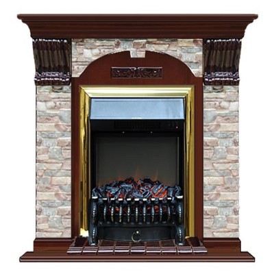 Комплект из электрокамина напольного и портала (106.5x36.5x98 см) Арочный ГЦ Fobos BR АР000070