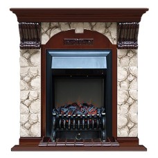Комплект из электрокамина напольного и портала (106.5x36.5x98 см) Арочный Карелия Fobos BL АР000089