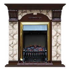 Комплект из электрокамина напольного и портала (106.5x36.5x98 см) Арочный Карелия Fobos BR АР000086