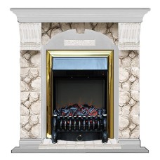 Комплект из электрокамина напольного и портала (106.5x36.5x98 см) Арочный Карелия Fobos BR АР000094