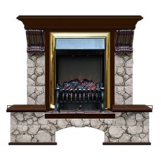 Комплект из электрокамина напольного и портала (122x40х108.5 см) Бостон К Карелия Fobos BR БК000086