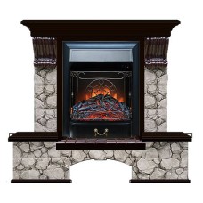 Комплект из электрокамина напольного и портала (122x40х108.5 см) Бостон К Карелия Majestic BL БК000083