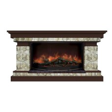 Комплект из электрокамина напольного и портала (143x45x80 см) Брайтон Карелия Rondo 86 БР000017