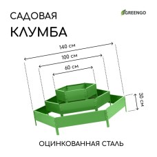 Клумба оцинкованная, 3 яруса, d = 60–100–140 см, высота бортика 45 см, зелёная, Greengo
