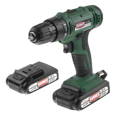 Дрель HAMMER аккум. ACD18BS 18В 2x2Ач 10мм 0-350/0-1350об/мин 45Нм, кейс, быстр. зарядка