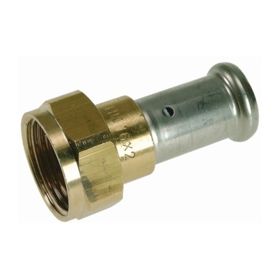 Муфта HENCO накидная гайка, плоское уплотнение, латунь пресс, 16x3/8quot;