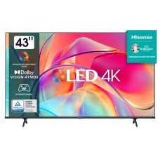 Телевизор Hisense 43E7KQ, 43", 3840×2160, DVB-T2/C/S2, HDMI×3, USB×2, Smart TV, чёрный
