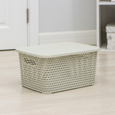 Ящик для хранения с крышкой «Ротанг», 13 л, 37×28×19 см, белый