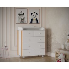 Комод пеленальный детский ИНКАНТО NUVOLLA LUX 800/5, 84х45х1107 см., 5 ящиков, белый/бук